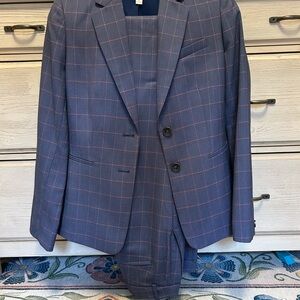 Tahari ASL Blue and Pink Checkered Blazer and Pant set